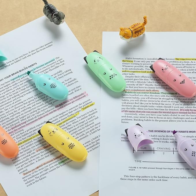 enlegend 12 pieces Cute Animal Design Vet Tech Week Gifts Mini Highlighter Pen Assorted Colors Chisel Tip Gift Highlighter Marker - stocking stuffers for kid - kawaii stuffs