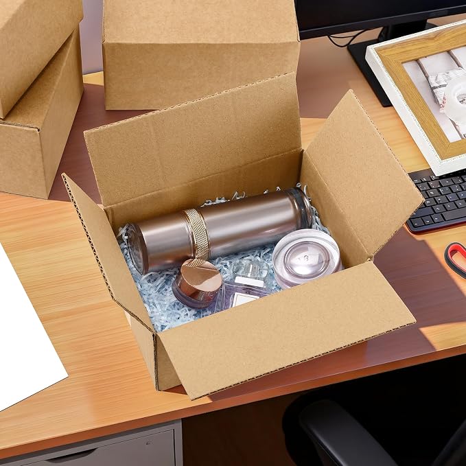 25 Pack 7x5x4 Inches Shipping Boxes, Kraft Corrugated Mailer Boxes, Heavy Duty Cardboard Box, Small Shipping Box for Shipping Packaging Mailing Storage Small Business