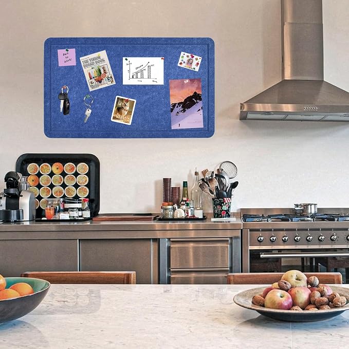 Vuzvuv 28"x16" Blue Large Vision Cork Bulletin Board for Wall Office | Compact Soft Felt Pin Board, 28x16in Large Size, Multi-Color, Home/Office Use, Full Kit with Pins, Strong Adhesive