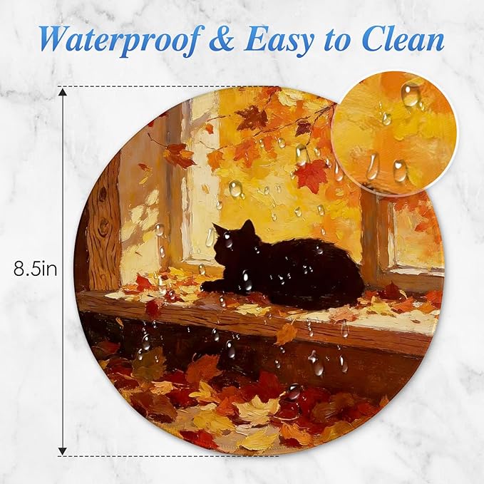 Round Mouse pad, high-end Texture, Sewn Edge Design, Anti-Slip Rubber Base. 8.6 x 8.6 inches (Autumn Glow)