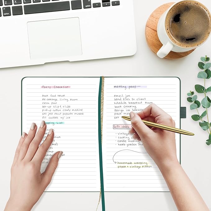 &And Per Se Hardcover Notebook – A5 5.7"x8" College Ruled, 160 Pages, 100gsm Thick Paper – Aesthetic Journal for Women, Gift-Ready Planner, Everyday Writing Notebook (Celestial Green)