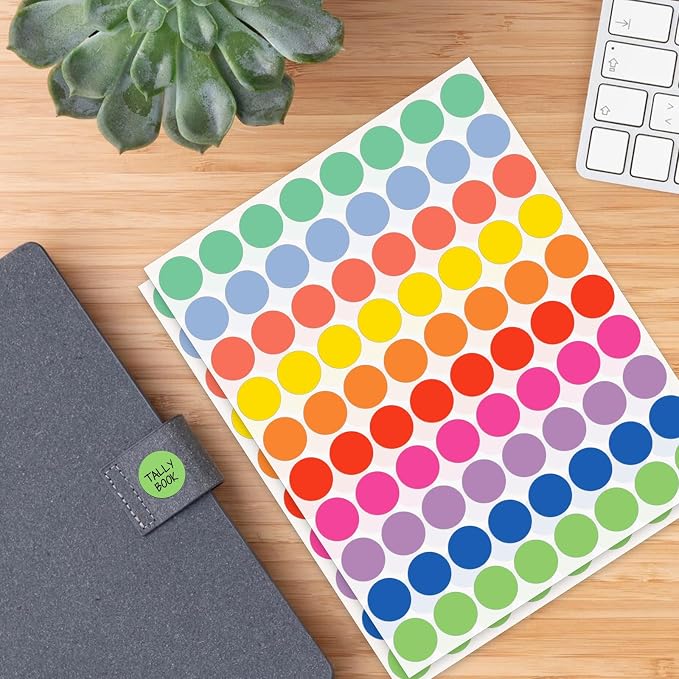1600 PCS, 3/4" Color Round Dot Stickers, 10 Colors-20 Sheets | Circle Color Coding Blank Labels for Kids/Office/Classroom, Easy Peel, Ideal in Garage/Yard Sale Price self-adhesive Labels