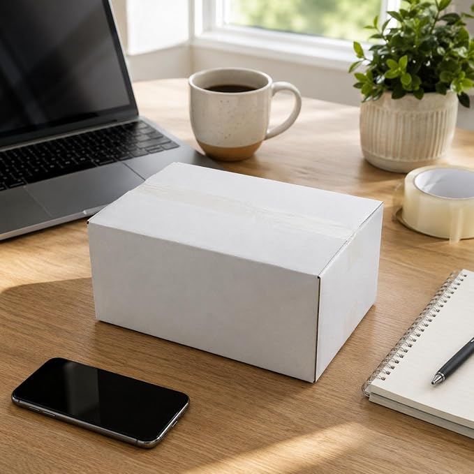 10x7x5 Inches Shipping Boxes Set of 40, White Corrugated Cardboard Box Literature Mailer for Packing Small Business