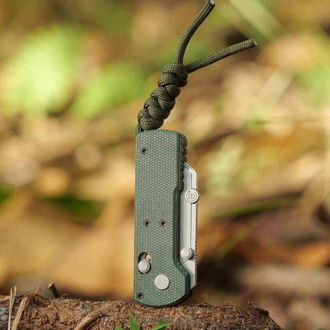OKNIFE Otacle U1 Folding Utility Knife with Quick Change Blade & Rail Lock | EDC Box Cutter with Pocket Clip, Compact 3.38 in Design for Office, Factory & Daily Carry (Green Micarta)
