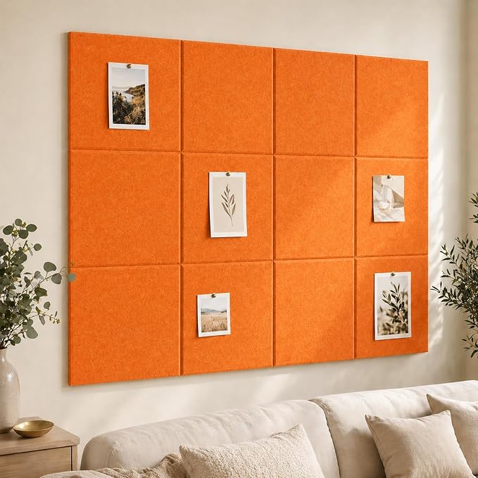 Felt Bulletin Board Tiles, Large Cork Board Alternative,24 x 36 in | 0.35 in modular felt wall tiles for notes, photos, schedules, reminders in offices, classrooms, home and office workspaces