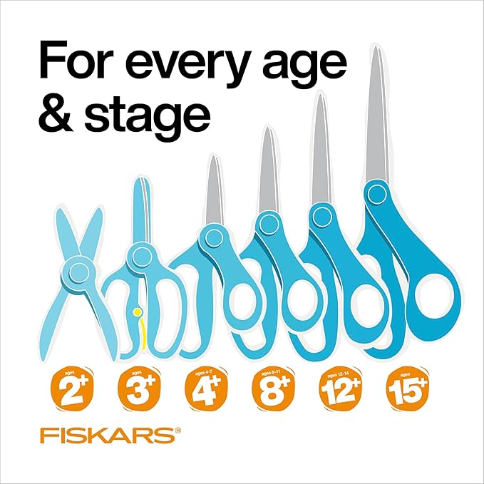 Fiskars 7" Student Scissors for Kids Ages 12-14, Scissors for School or Crafting, Back to School Supplies, Turquoise