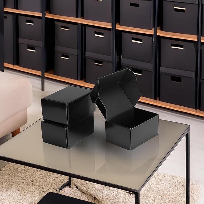 Rempry 40 Pack 6x4x3 Black Shipping Boxes, Small Cardboard Mailer Boxes for Small Business Shipping Packaging