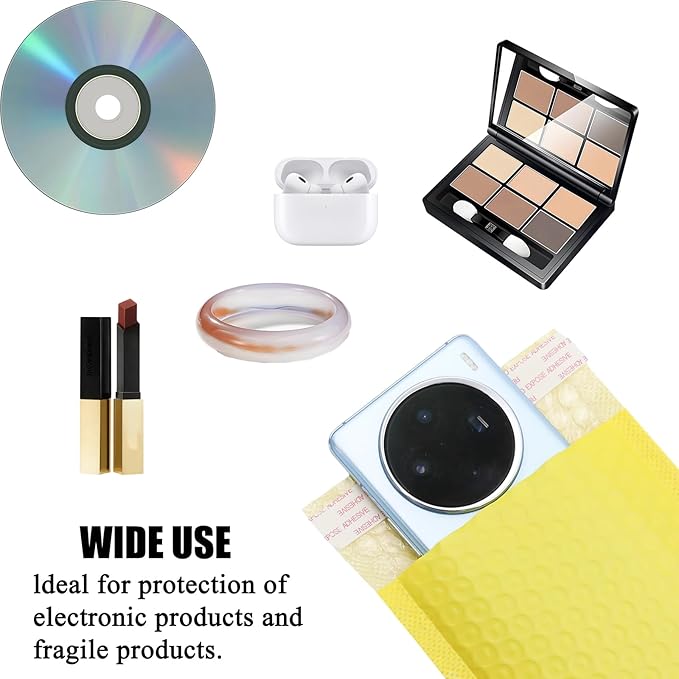5x7 Inch Self Seal Adhesive Poly Bubble Mailers 10 Pcs Yellow Waterproof Shipping Bags for Mailing Packaging