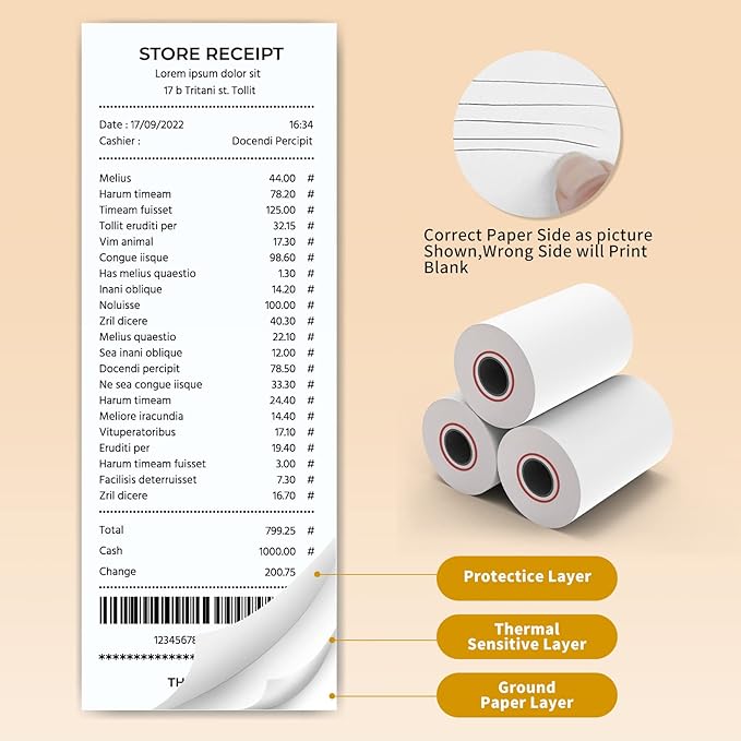 MFLABEL® 300 Rolls 2 1/4" x 85' Thermal Paper Cash Register POS Receipt Paper