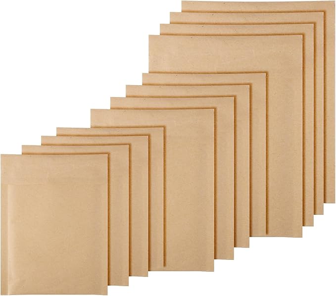 50 Pcs Kraft Bubble Mailers 3 Size Padded Envelopes Kraft Poly Mailers Bubble Lined Shipping Envelopes Mail Shipping Bags for CDs Book Business Supplies (Natural)