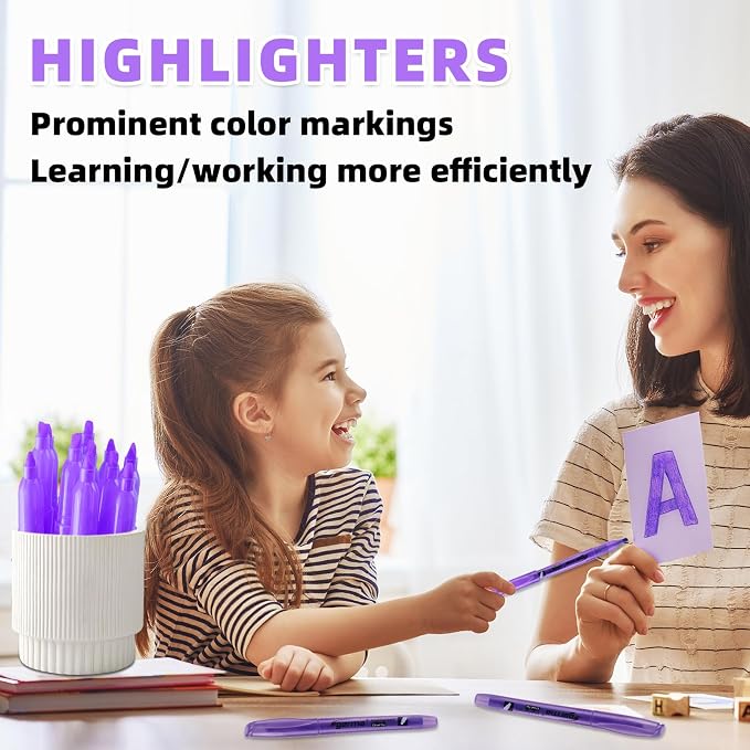 Cgerma Purple Highlighters, 36 Pack, Chisel Tip Highlighter Pack, Quickly Drying, Perfect for Students Kids Adults Classroom, Office, School Supplies