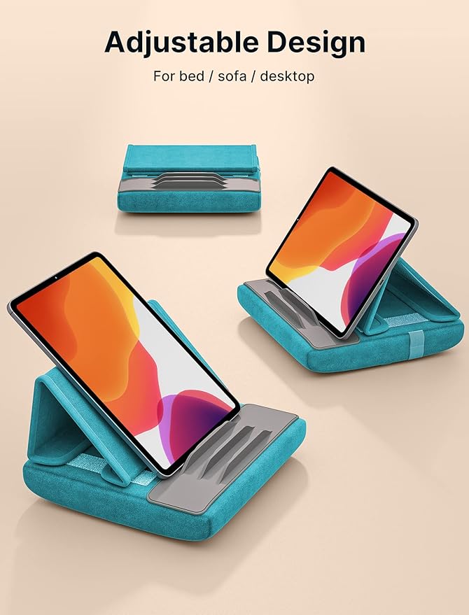 JSAUX Tablet Pillow Stand, Tablet Stand Holder Dock for Lap, Bed and Desk Compatible with iPad Pro 11 10.5 9.7 10.2 Air Mini, Kindle, Tablets, Phones, E-Reader, Books and More 4-10.9'' Devices Green