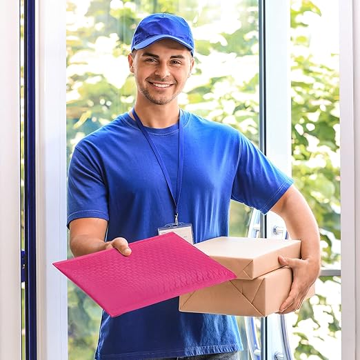 Fuxury 500 Pack Pink Bubble Mailers 8.5x12" Medium Opaque Bubble Envelopes Strong Adhesion Padded Mailer Thick Padded Envelopes for Small Business Mailing Books Clothes Makeup Supplies