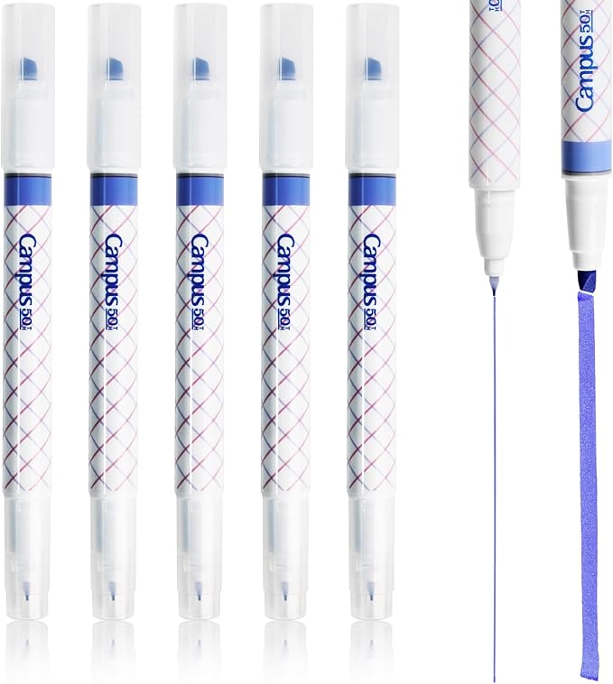 KOKUYO 2-Way Highlighter 5 Colors Set. Mark+ Dual Way of Point Types, 5 Pack of Pink. Japan Import (50th Anni. Navy)