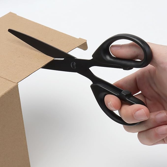 AxeWoodz Black Office Scissors 7 Inch All Purpose Sharp Scissor Stainless Steel Blade Shears Straight ABS Handle Shear for Paper, DIY Craft, Office, School, Home