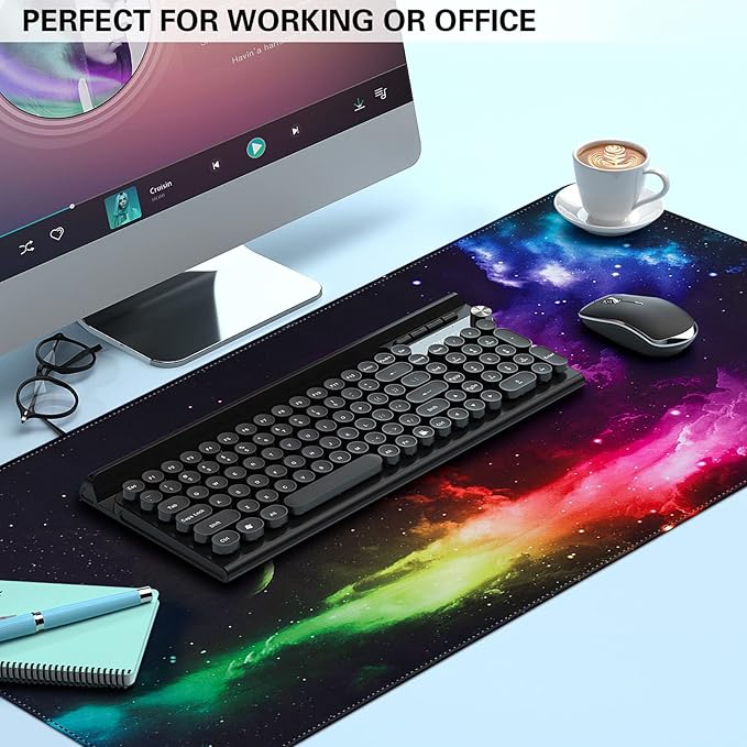 Canjoy Gaming Mouse Pad, 31.5x15.7in Large Mouse Pads for Desk Keyboard Pad | Desk Mat for Keyboard and Mouse Computer Big Full Size Desk Pad with Non-Slip Rubber Base and Stitched Edge for Home Office