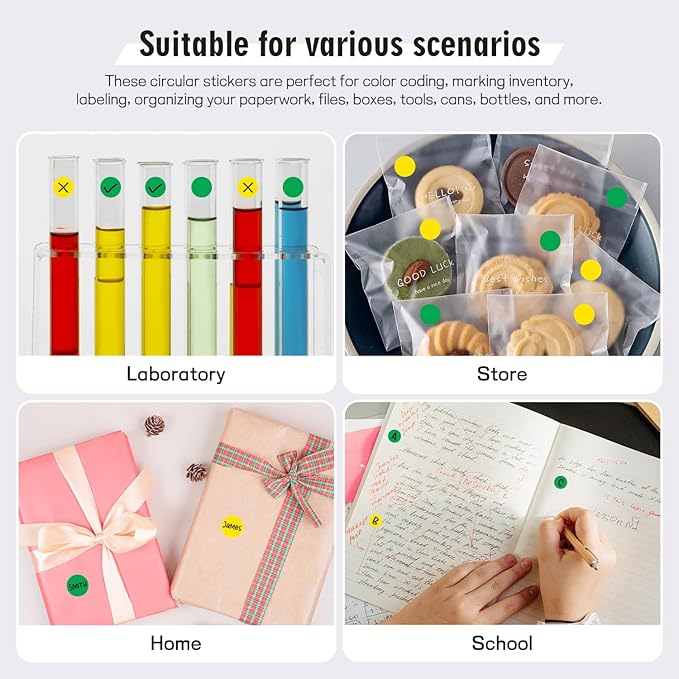 PARLAIM 1/2" Circle Dot Stickers 2 Rolls Pack 2000 Color Coded Labels for Home Commerce Business, Green + Yellow