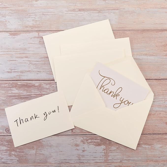 100 Pieces A7 Envelopes 5x7 Cream Color, 5.24 x 7.24 Inches | 5x7 Envelopes with Gold Stickers For Greeting Cards, Birthday, Weddings, Baby Shower Invitation