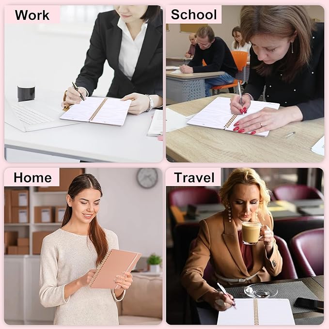 Utron Spiral Notebook For Women & Men, 2PCS Spiral Journal Notebooks, 5.9 x 8.3” College Ruled Notebook For Work Notes, Journal Writing, And Daily Life Entries (Pink)