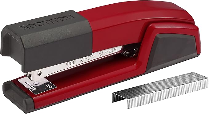 Bostitch Office Dynamo 4 in 1 Standup Stapler, Includes 420 Staples, 20 Sheet Capacity, Integrated Pencil Sharpener, Staple Remover & Staple Storage, Black