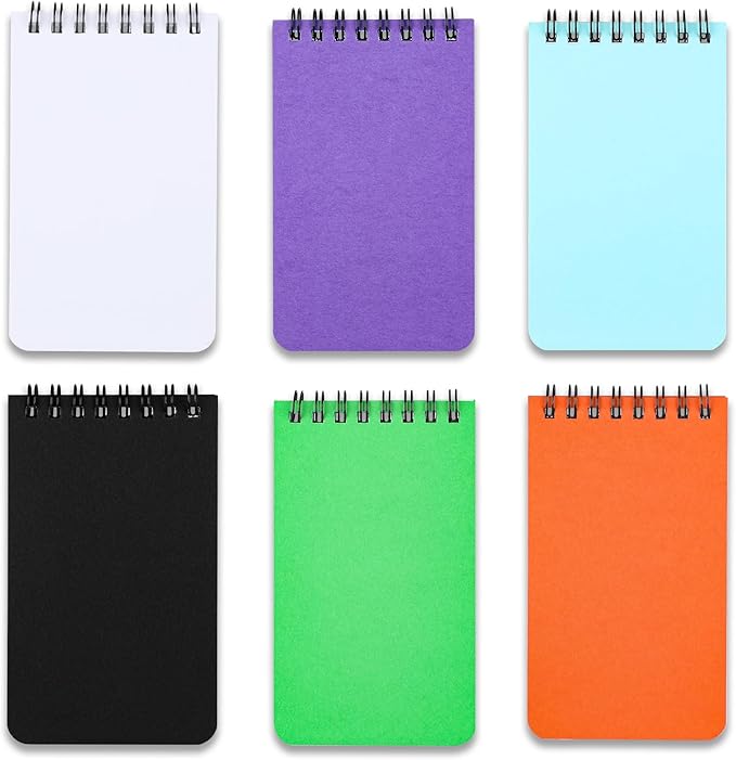 QiCheng Pocket Notebook Small Notepad Pocket Notepad Small Spiral Notebooks 3X5Inches (6-blank)