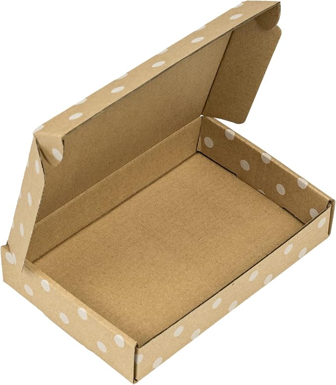 RUSPEPA Recyclable Corrugated Box Mailers - 6" x 4" x 1" - Cardboard Box Perfect for Shipping Small - 50 Pack - Kraft Dot