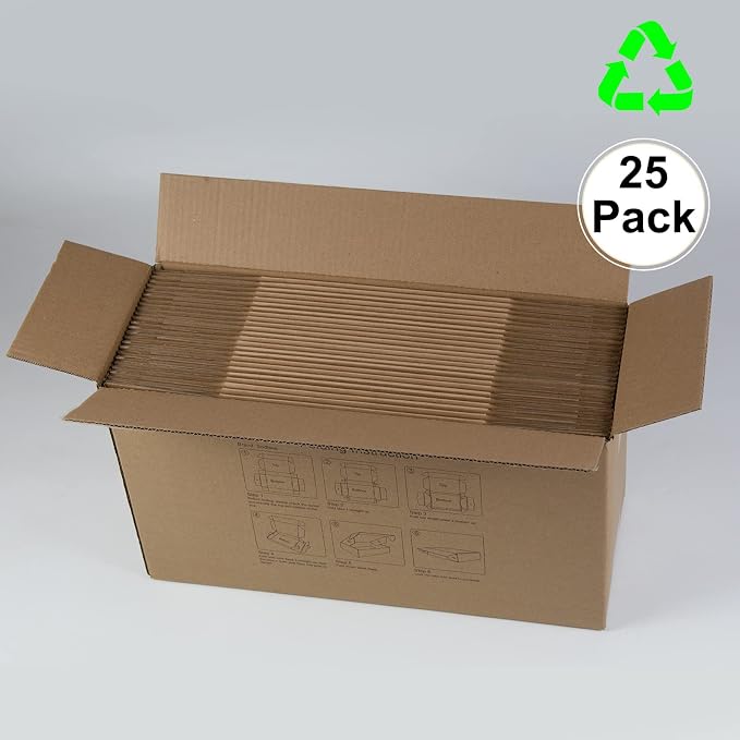 9x6x4 Inches Shipping Boxes Pack of 25, Brown Corrugated Cardboard Boxes for Small Bussiness