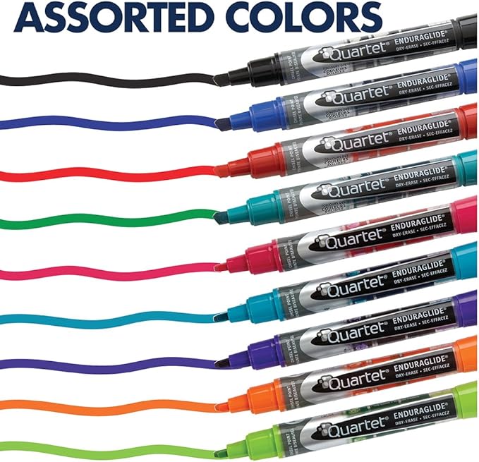 Quartet Dry Erase Markers, Whiteboard Markers, Fine Tip, EnduraGlide, Assorted Colors, 12 Pack (5001-21M)