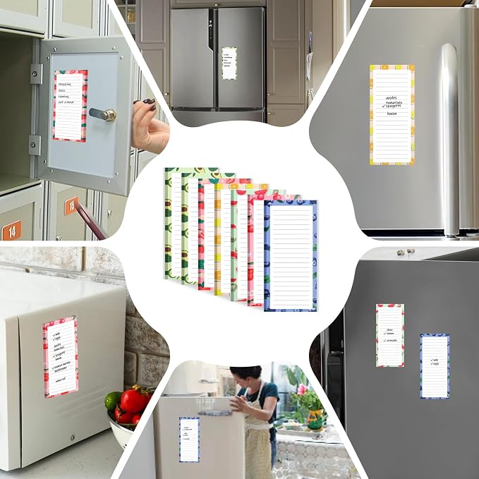 AZUREAL 7 Pack Magnetic Notepads for Refrigerator, Magnetic Notepads for Refrigerator, Fruit Design Grocery List Pad for Fridge, Full Magnet Back Shopping Lists, 30 Sheets Per Note Pads