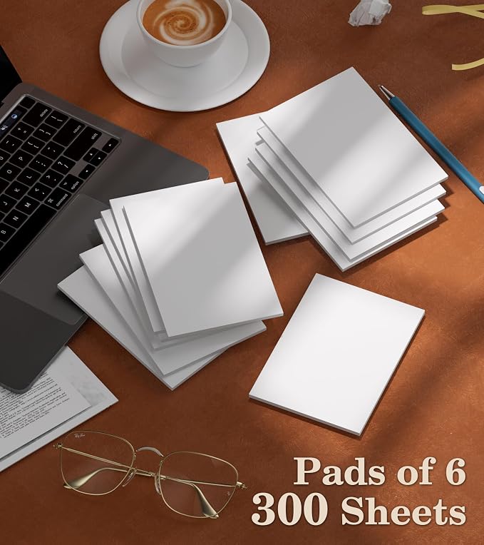 Note Pads 4x6 - Memo Pads - 12 Pack Server Note Pads - 50 Sheets Each Pads | Small Blank Notepad Scratch Paper Pads 4x6'' for Writing Notes/Grocery List, Office & School Supplies 4x6 Pocket Notepads