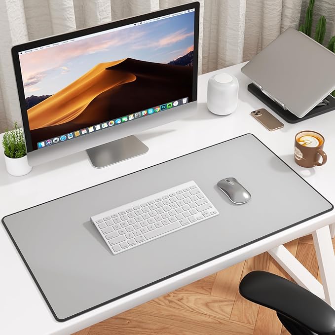 KTRIO Large Gaming Mouse Pad, Desk Mat, 31.5 x 15.7 in, Silver Grey, XXL | Smooth Micro-Weave Surface, Artistic Pattern Design, Non-Slip Rubber Base, Durable Stitched Edges, Office & Home Use
