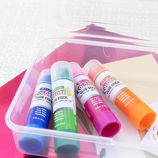 BAZIC Products Washable Colored Glue Stick 8g/0.28 Oz, All Purpose Acid Glue Sticks for Kids Photos Paper Kids at School Home Office (4/Pack), 144-Pack