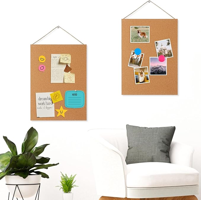 DOLLAR BOSS Magnetic Cork Board, 16" x 12" 1 PC Small Bulletin Board | 0.7" Thick, Frameless Corkboards for Walls, Pin Notice Board, For Home Office School Decor Display, 8 Magnets 10 Pushpins