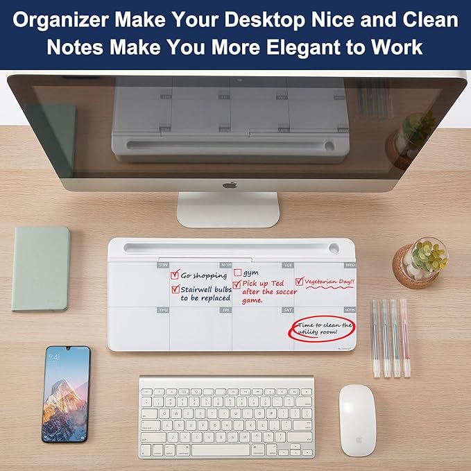 Desktop Whiteboard Dry-Erase-Board - Computer Keyboard Stand White Board Surface Pad with Drawer, Desk Organizers with Accessories for Office, Home, School Supplies