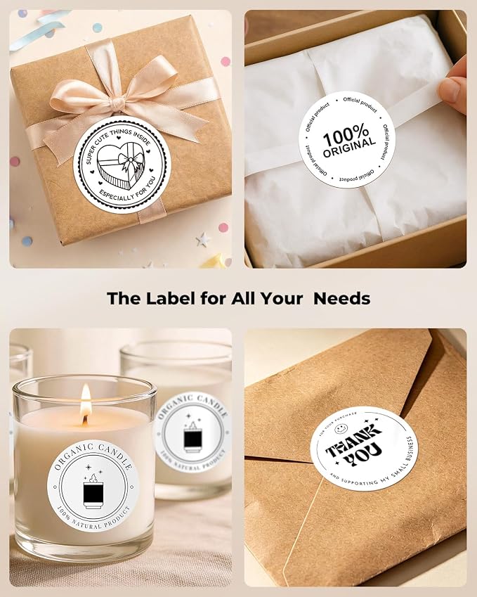 MUNBYN 2.5 Inch White Circle Thermal Labels for Baking, 500 Sheets/1 Roll | Round Thermal Labels, No BPA and BPS, Durable Adhesive, Print Clear and Sharp