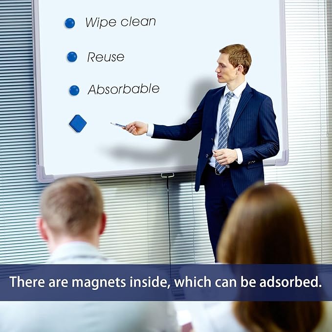 Dry Erase Erasers, 40 Pack Magnetic Whiteboard Dry Erasers | Chalkboard Cleaner Wiper for Kids and Classroom Teacher Supplies Home and Office, Blue