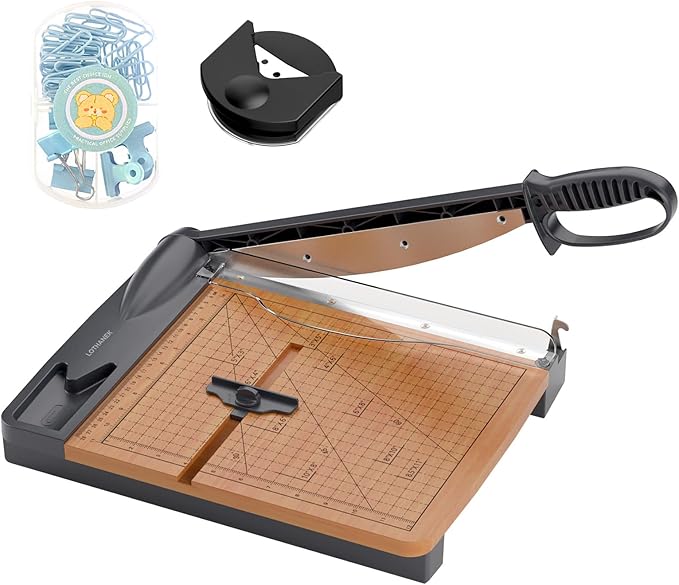 12'' Wood Guillotine Paper Cutter, Heavy Duty Wood Base Paper Trimmer with 32 Sheets Capacity Paper Cutting Board for Classroom, Crafting, Cardstock, Art Projects | 32 Sheets Capacity, Wood Base Paper Cutting Board for Classroom, Crafting, Cardstock, T...