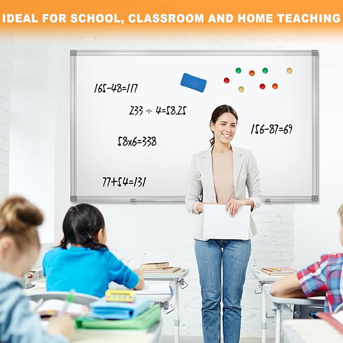 5' x 4' Dry Erase Board for Wall 60" x 48" (2 Pack) Magnetic Presentation Whiteboard with Long Pen Tray, Wall-Mounted White Boards Large Whiteboard Including 8 Markers, 16 Magnets, 2 Erasers