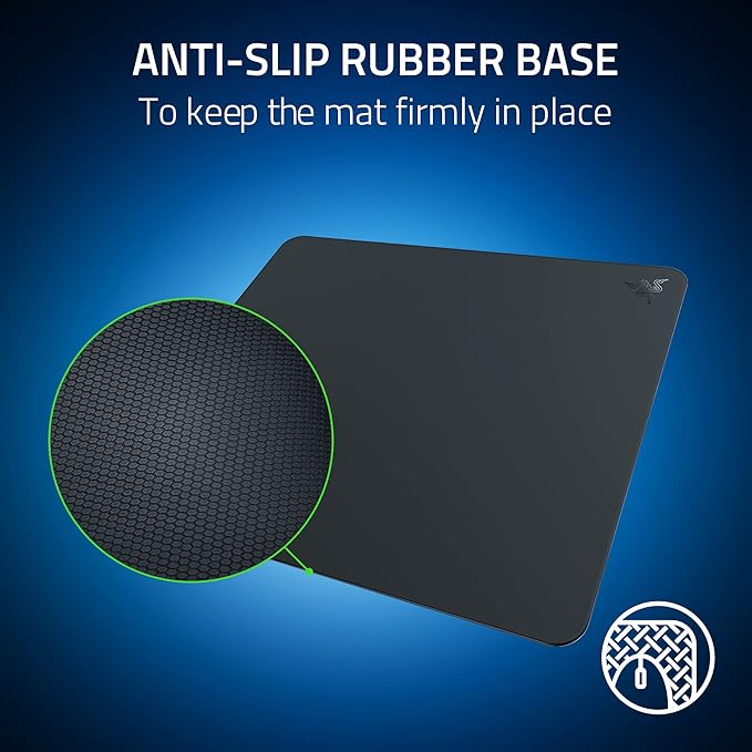 Razer Atlas Tempered Glass Gaming Mouse Mat: Ultra-Smooth Micro-Etched Surface - Dirt and Scratch-Resistant - Anti-Slip Base - Quiet Mouse Movements - Black (Renewed)