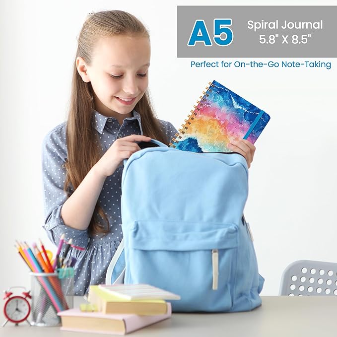 Lined Spiral Journal Notebook, A5 College Ruled Notebook for Note-Taking | 100 GSM No-Bleed Paper, Perfect for Writing, Journaling & Staying Organized at Work, School, or Home