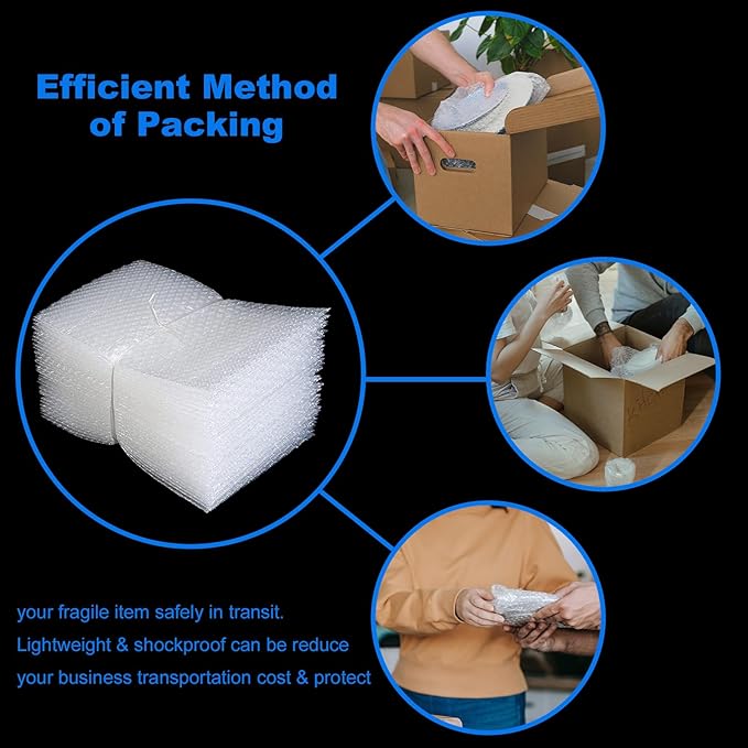 100 Pcs Clear Bubble Pouches, 6x10 Inch Bubble Bag Wrap, Foam Bags with Double Walled Cushioning for Moving, Shipping & Packing