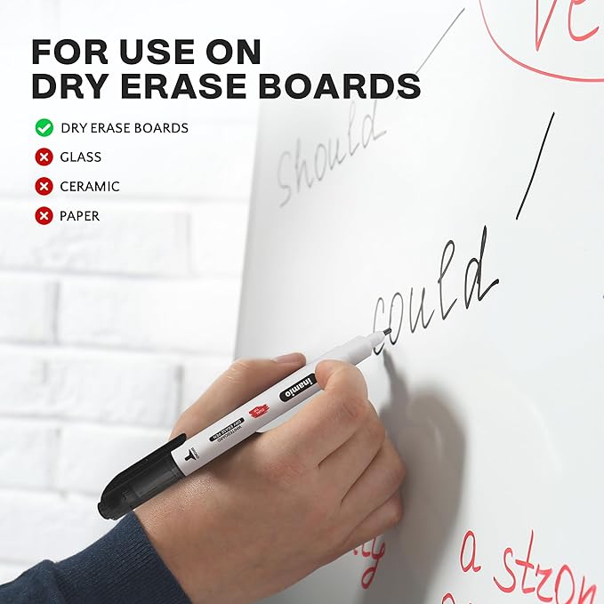 inamio Dry Erase Markers for Whiteboard – Ultra Fine Tip White Board Markers – Dual Tip, Pastel Colors - Fine Point Erasable Markers - 12 Set