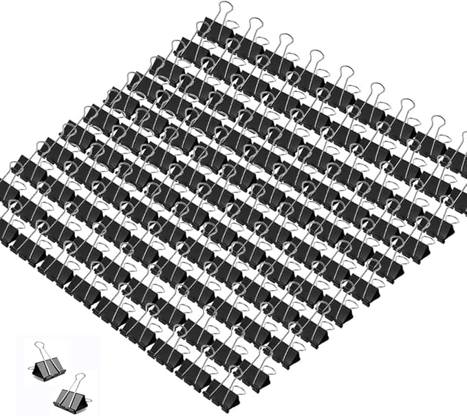 Mini Binder Clips, 432 Pack, 5/8 Inch, Standard 15mm, Metal Fold Clamp, Black, Capacity 0.23 Inch, Paper & Office Clip, School & Home Use