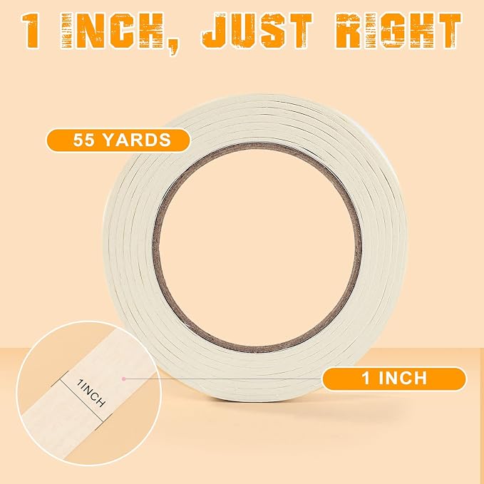 Masking Tape Bulk 1 Inch 20 Packs for General Purpose White Beige 55 Yards | Paper Painting Tape for Craft Art Drafting DIY School Office Home Easy Tear No Residue Sharp Line total Multi Surface 1100Yds