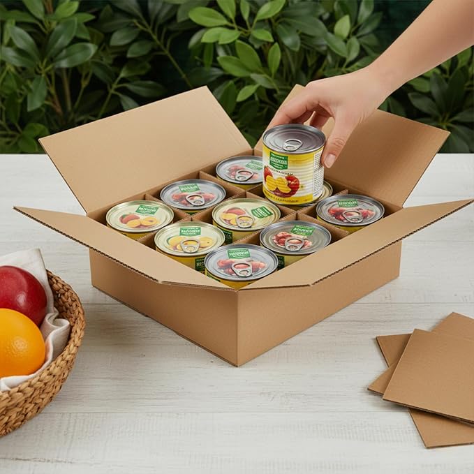 ZSZMFH 4 Sets Moving Boxes with Divider Kits, 12.7 x 12.7 x 4.7 Inches Kitchen Moving Boxes, Glassware Dish Packing Box Contains 16 Corrugate Dividers and 36 Foam Pouches