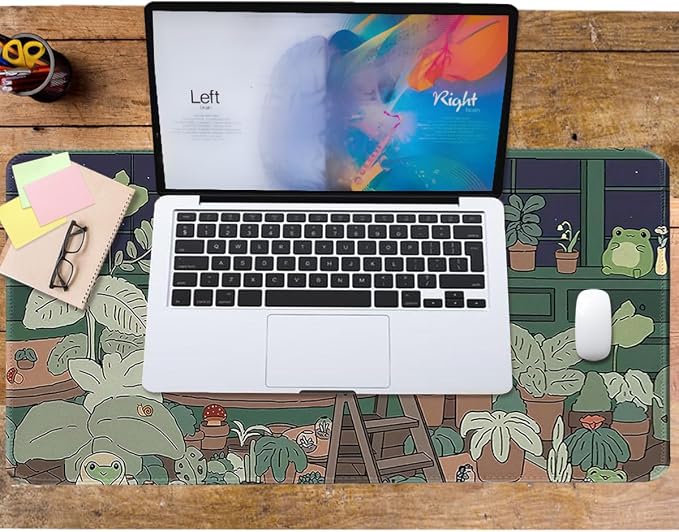 Cute Large Mouse Pad, Kawaii Extended Mouse Pad Desk Pad Easy Typing for Typing Office Game 35.4 x15.7 in - Kawaii Frog