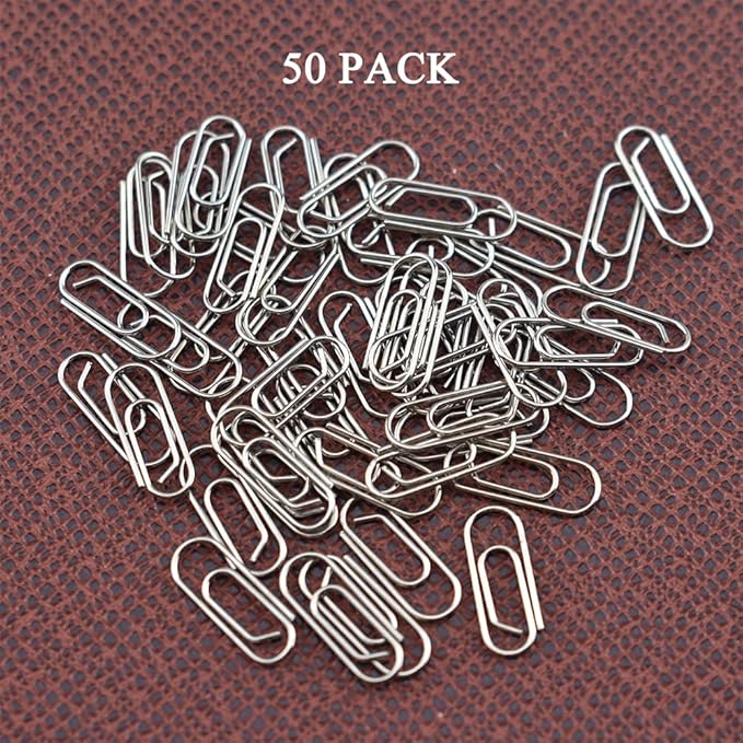 HAHIYO Paper Clips Sturdy 0.59 inches Length 50 Pack Mini Paperclips Heavy Duty Tight Grip Rust Proof Reusable Metal Bright Silver for Home Office School