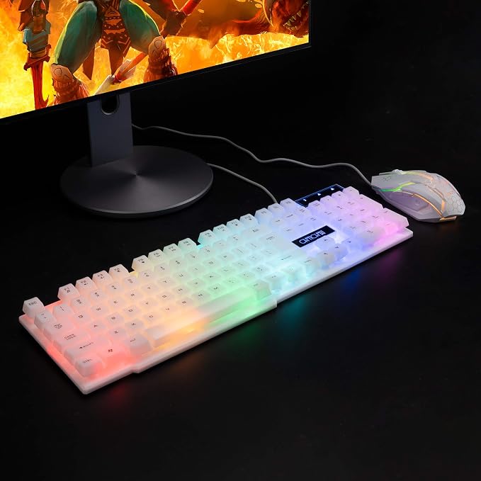 CHONCHOW RGB Gaming Keyboard and Mouse Combo,USB Wired Light Up Keyboard | Rainbow LED Lit Backlight Keyboard Mouse Set for Computer Windows PC PS4 Xbox Laptop iMac Resberry Pi