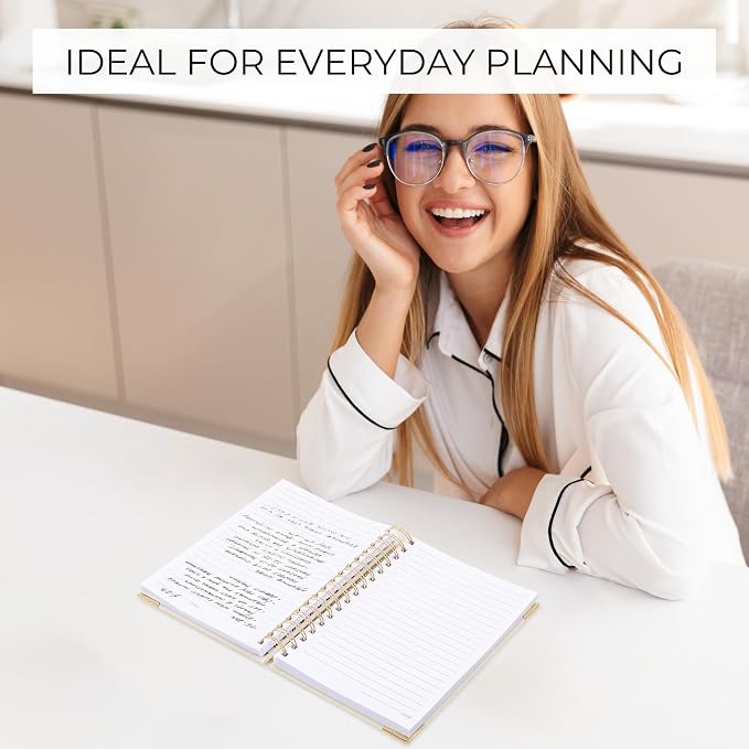 Aesthetic Thick Spiral Notebook Journal For Women in A5 - Linen Hardcover | Modern College Ruled Note Book with 220 Lined Pages - Perfect for Writing and Staying Organized at Work or School