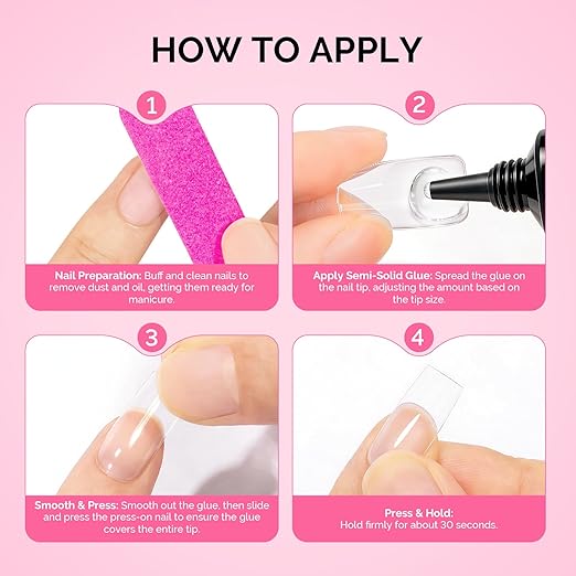 MelodySusie 6Pcs Super Strong Nail Glue Semi Solid Glue Press On Nails, 5ml | Quick Drying, No UV Lamp Needed, Long Lasting, Nail Glues DIY Home Salon Manicure Portable Packaging